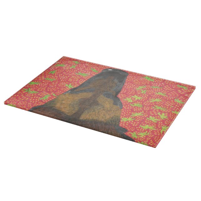 Tabla De Cortar Perro y fresa (Borde)