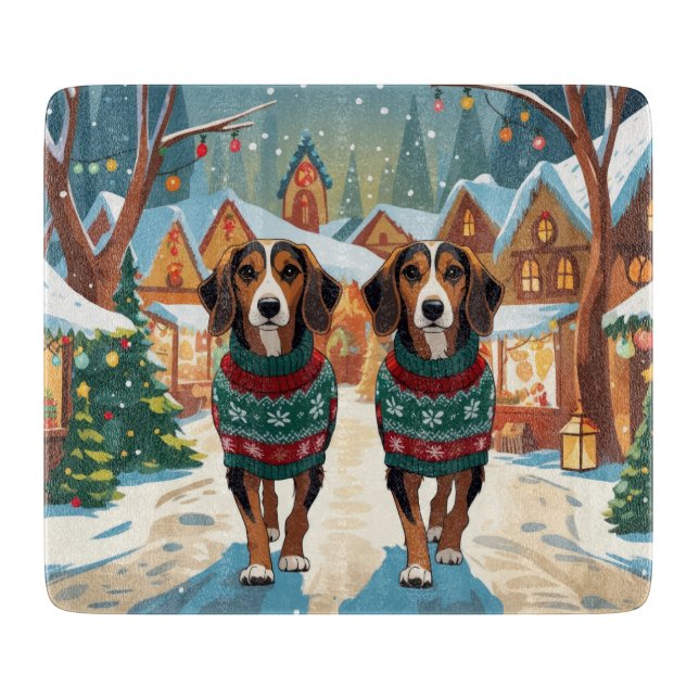 Tabla De Cortar Perros Afghan Hound Navidad Nieve Fiesta (Anverso)
