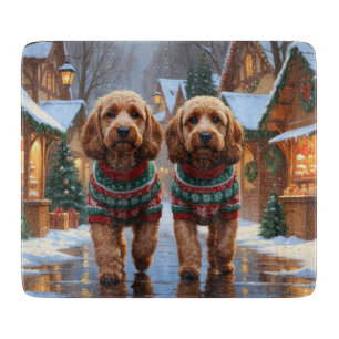 Tabla De Cortar Perros Cockapoo Navidad Nieve Fiesta