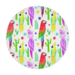 Tabla De Cortar Perros coloridos, patrón dibujado a mano.