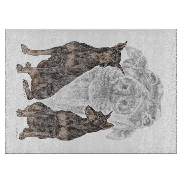 Tabla De Cortar Perros de Doberman Negro (Anverso)
