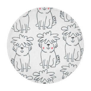 Tabla De Cortar Perros esponjosos dibujados a mano: patrón vintage