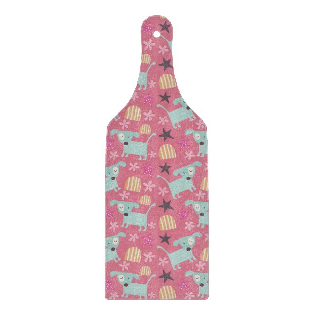 Tabla De Cortar Perros, estrellas y flores (Anverso)