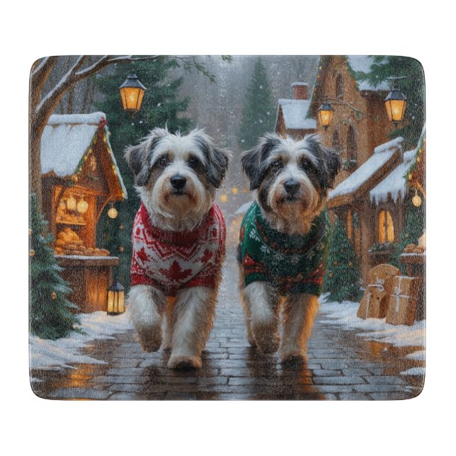 Tabla De Cortar Perros Havanese Navidad Nieve Fiesta  (Anverso)