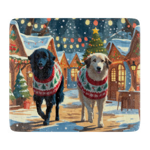 Tabla De Cortar Perros Pastores de Anatolia Navidad Nieve Fiesta