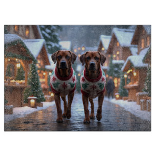 Tabla De Cortar Perros Rhodesian Ridgeback Navidad Nieve Fiesta