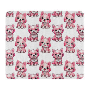 Tabla De Cortar Perros rosados lindos - Blanco 