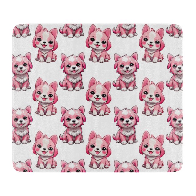 Tabla De Cortar Perros rosados lindos - Blanco  (Anverso)