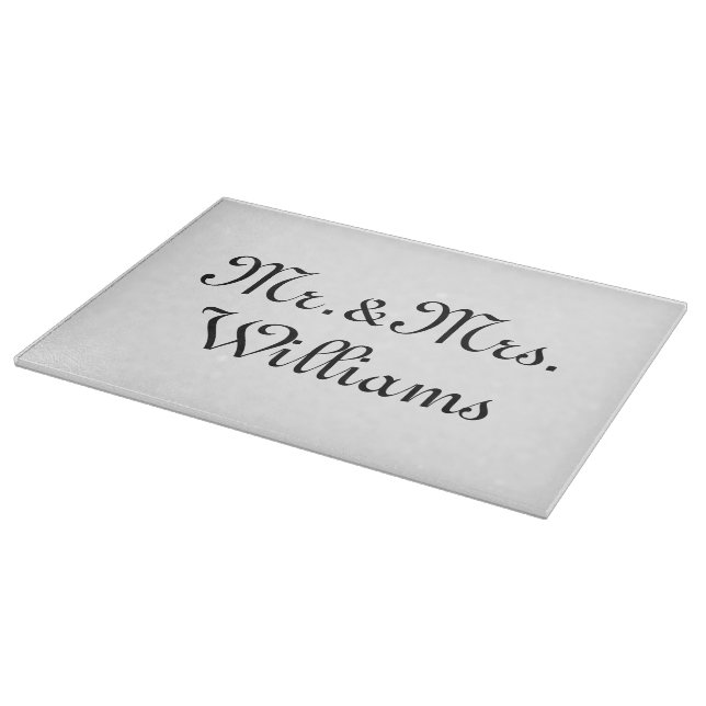 Tabla De Cortar Personalice, Personalizar Nombre Sr. y Sra. blanco (Borde)