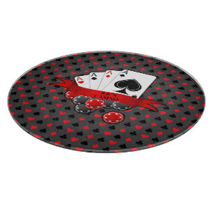 Tabla De Cortar Personaliza 4 Ases Trajes de Cartas Rojo y Negro s