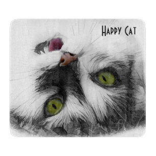Tabla De Cortar Personalizable elegante de Gato Feliz