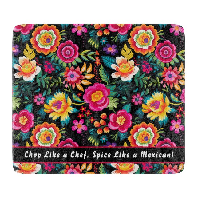 Tabla De Cortar Personalizable Fiesta Floral Extravaganza (Anverso)