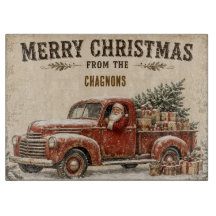 Tabla de cortar personalizada de Santa vintage de 