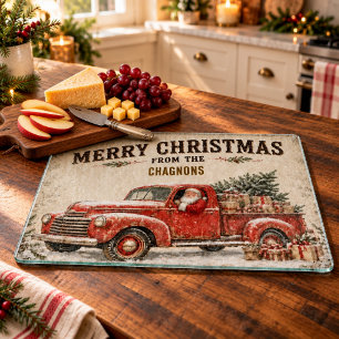 Tabla de cortar personalizada de Santa vintage de