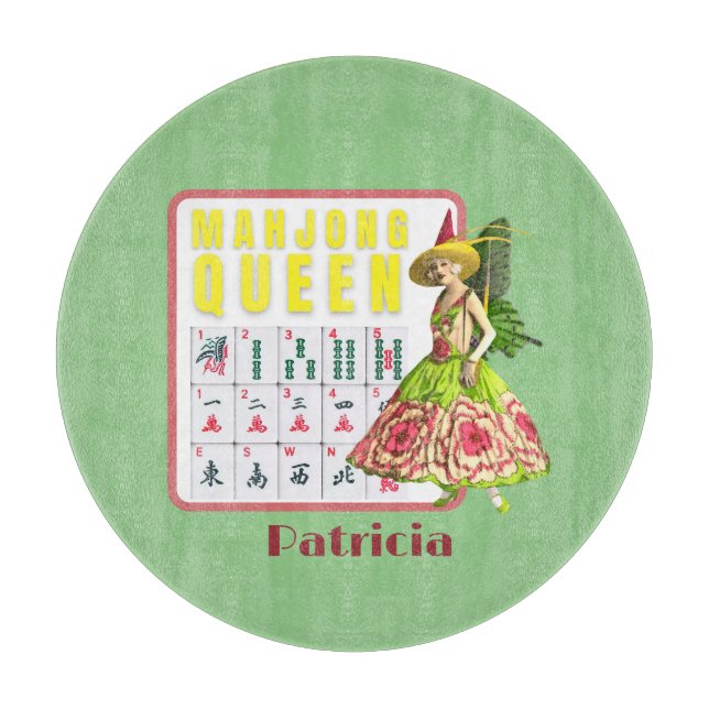 Tabla De Cortar Personalizada la reina Kitschy Mahjong (Anverso)