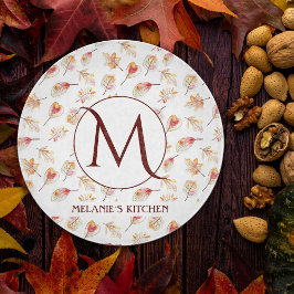 Tabla De Cortar Personalizado acuarela Otoño Monograma Cocina