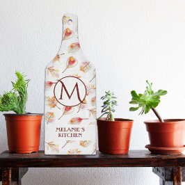 Tabla De Cortar Personalizado acuarela Otoño Monograma Cristal de 
