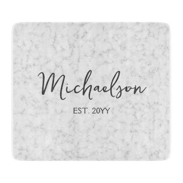 Tabla De Cortar Personalizado Apellido Marble Imprimir tablero de  (Anverso)