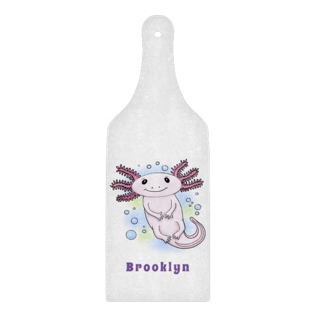 Tabla De Cortar Personalizado axolotópico rosa adorable (Anverso)