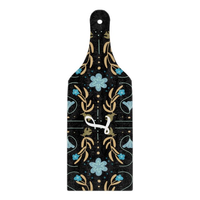 Tabla De Cortar Personalizado Blue Floral Folk Art Charcuteriers (Anverso)