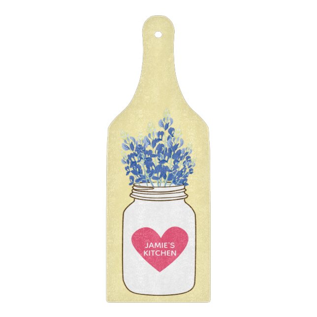 Tabla De Cortar Personalizado Cutting Board con Bluebonnets (Anverso)