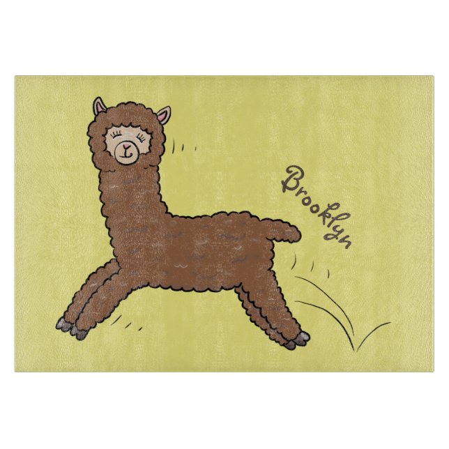 Tabla De Cortar Personalizado de alpaca marrón feliz (Anverso)
