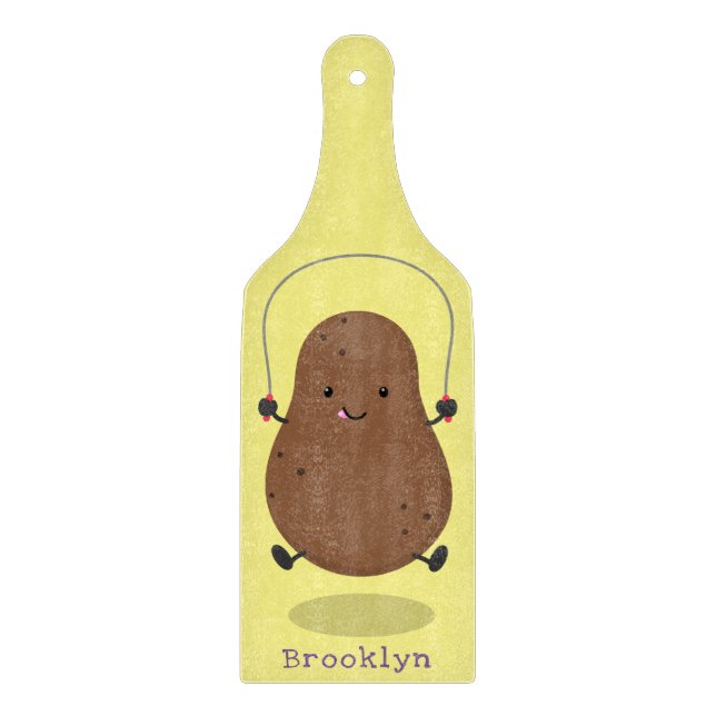 Tabla De Cortar Personalizado de cuerda de saltar de patata feliz (Anverso)