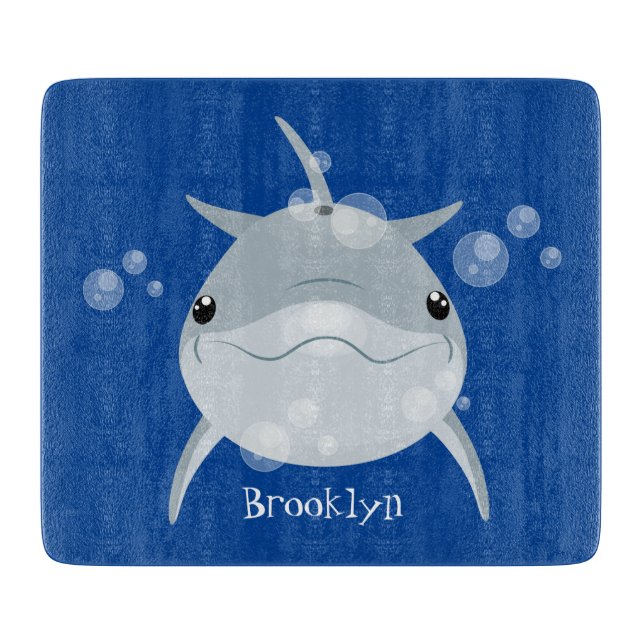 Tabla De Cortar Personalizado de delfín kawaii feliz (Anverso)