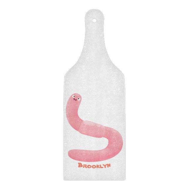 Tabla De Cortar Personalizado de lombrices de tierra rosa y alegre (Anverso)