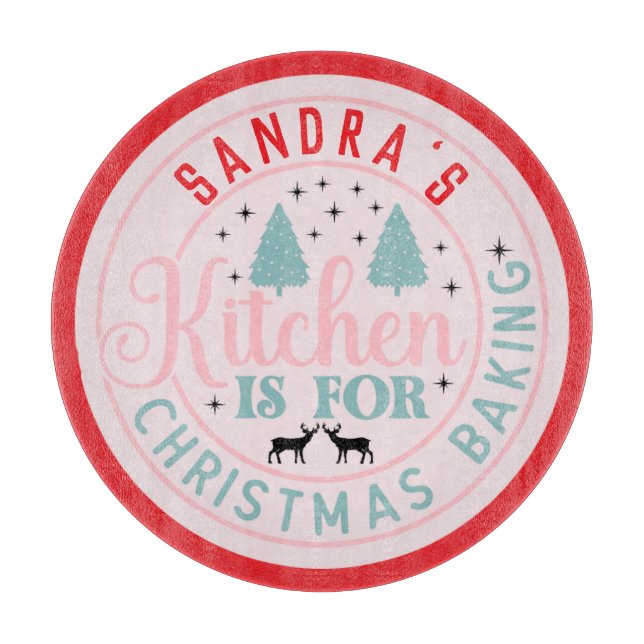 Tabla De Cortar Personalizado de Navidades rosados Preppy Kitchen (Anverso)
