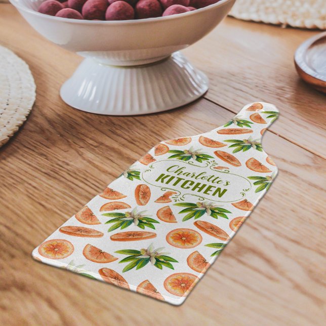 Tabla De Cortar Personalizado de vidrio Naranja acuarela, cocina (Subido por el creador)