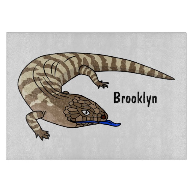 Tabla De Cortar Personalizado del reptil de lagarto de lengua azul (Anverso)