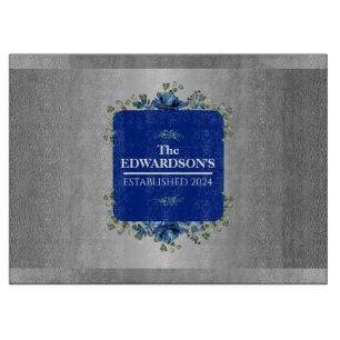 Tabla De Cortar Personalizado Flor Azul Bloom: Floral de Metal Pla