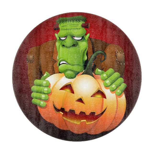 Tabla De Cortar Personalizado Frankenstein con Calabaza (Anverso)