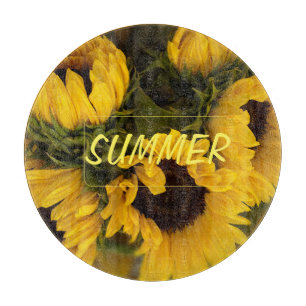 Tabla De Cortar Personalizado Golden Sunflower cálido