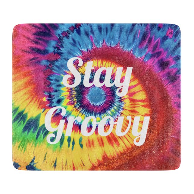 Tabla De Cortar Personalizado Groovy Tie Tye Glass Cutting Board (Anverso)