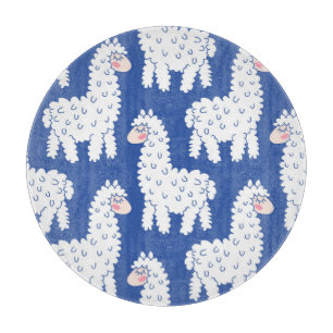 Tabla De Cortar Personalizado lama alpaca, patrón vintage