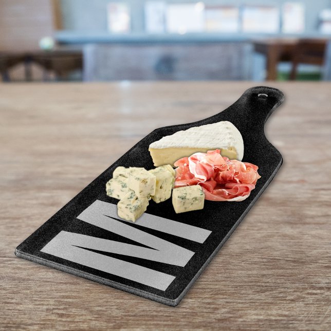 Tabla De Cortar Personalizado mínimo moderno monograma gris negro (Subido por el creador)