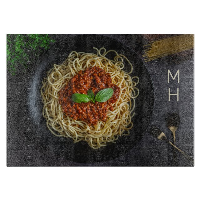 Tabla De Cortar Personalizado Monograma Spaghetti (Anverso)
