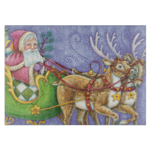 Tabla De Cortar Personalizado Navidades Santa Claus Sleigh Reindee