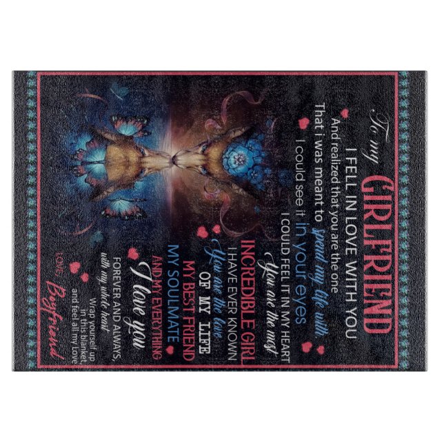 Tabla De Cortar Personalizado Para Mi Novia Wolf Blanket, (Anverso)