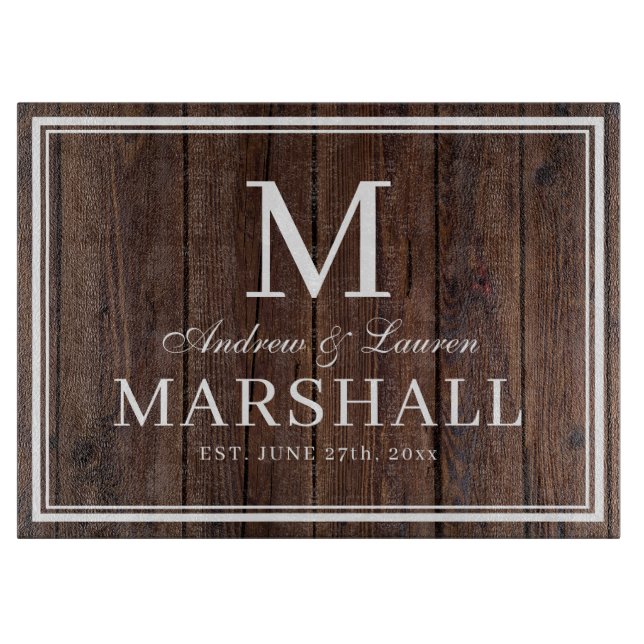 Tabla De Cortar Personalizado Parejas de barbacoa Nombres Boda de  (Anverso)