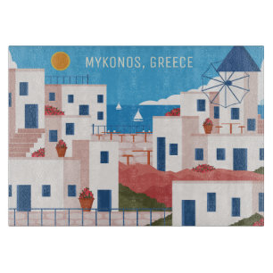 Tabla De Cortar Personalizado Texto Mykonos Grecia