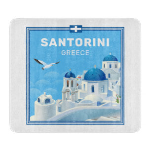 Tabla De Cortar Personalizado Textos Santorini Grecia
