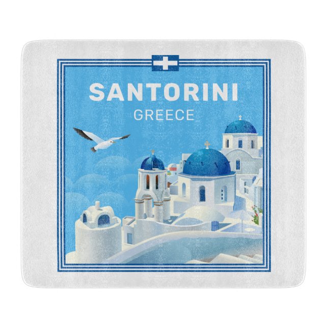 Tabla De Cortar Personalizado Textos Santorini Grecia (Anverso)