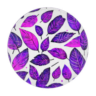 Tabla De Cortar Personalizados de hojas vívidas: rosa morado y azu
