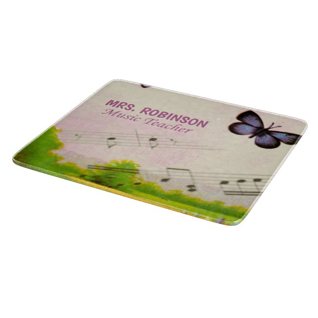 Tabla De Cortar Personalizar, mariposas musicales gracias profesor (Borde)