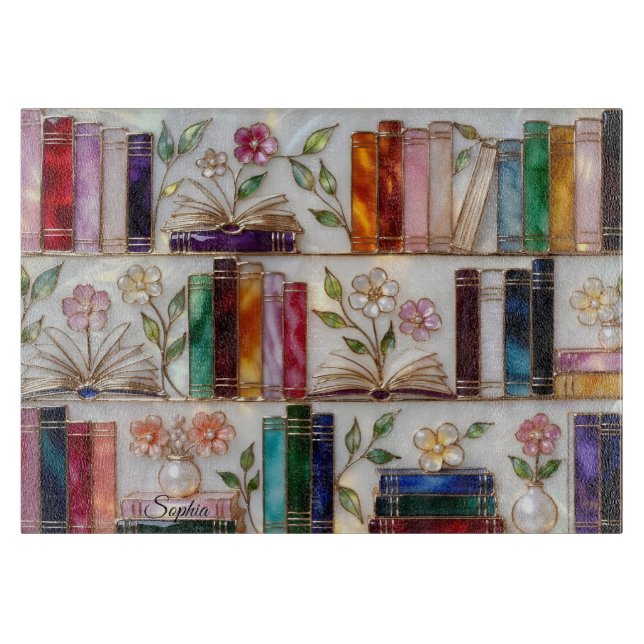 Tabla De Cortar Personalized Bookshelf Kitchen Cutting Board (Anverso)