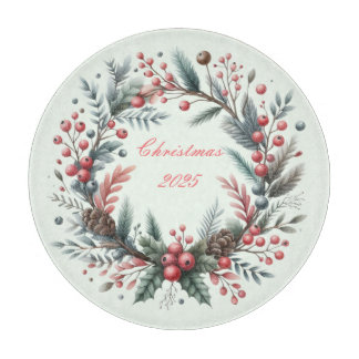 Tabla De Cortar Personalized Christmas Wreath Cutting Board