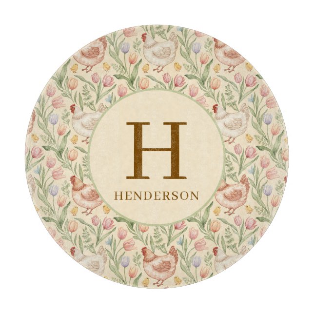 Tabla De Cortar Personalized Farmhouse Monogram Glass Board (Anverso)